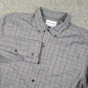 Ministry Of Supply Shirt Mens M Gray Red Plaid Regular Fit Button Up Long Sleeve